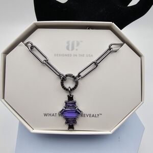 NEW Bomb Party "The Elsa Necklace" with Purple Topaz CZ Pendant on Hematite